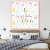 L is voor Llama Boho Cute Alapaca Nursery Canvas Afdruk (Insitu (Slaapkamer))