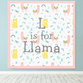 L is voor Llama Boho Cute Alapaca Nursery Canvas Afdruk (Insitu (Houten vloer))