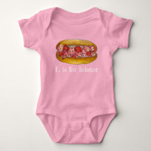 L is voor Lobster Maine Seafood Sandwich Roll Food Romper