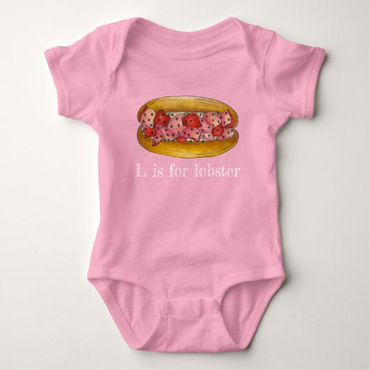 L is voor Lobster Maine Seafood Sandwich Roll Food Romper (Voorkant)