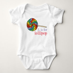 L is voor Lollipop Rainbow Snoep Lolly Sweet Lette Romper
