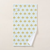 L@@K! - Aqua Gold Fleur de Lis Pattern Bad Handdoek (Handdoek)