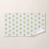 L@@K! - Aqua Gold Fleur de Lis Pattern Bad Handdoek (Handdoek)