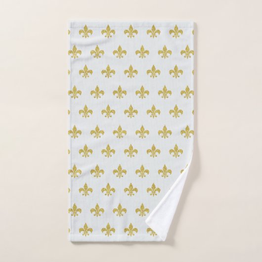 L@@K! - grijs en goud Fleur de Lis Pattern Bad Handdoek (Handdoek)