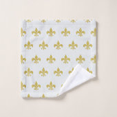 L@@K! -  grijs en goud Fleur de Lis Pattern Bad Handdoek (Wasdoekje)