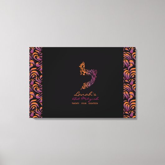 L Lamed Hebrew Letter Bat Mitzvah Sign-In Board Canvas Afdruk (Voorkant)