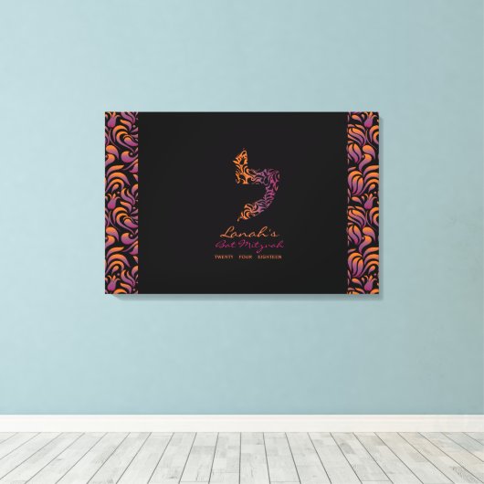 L Lamed Hebrew Letter Bat Mitzvah Sign-In Board Canvas Afdruk (Insitu (Houten vloer))