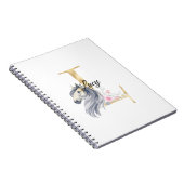 L letter gepersonaliseerde naam monogram met paard notitieboek (Rechterzijde)