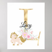 L letter gepersonaliseerde naam monogram met pony poster (Voorkant)