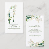 L Letter Monogram Gold Greenery Leaves Elegant Visitekaartje (Voorkant / Achterkant)