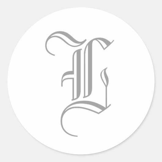 L Letter Monogram Sticker Grijs Oud Engels (Voorkant)