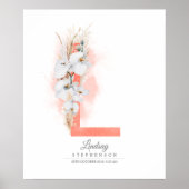 L Letter Monogram White Orchids and Pampas Grass Poster (Voorkant)