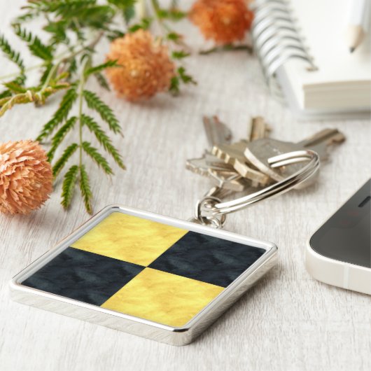 L Lima Waterverf Nautical Signal Maritime Vlag Sleutelhanger (Zijkant)