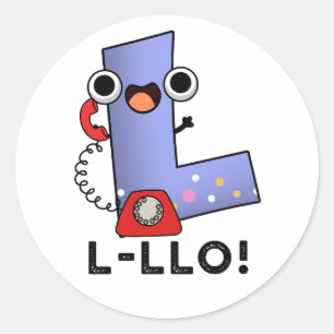 L-llo grappige brief L Pun Ronde Sticker