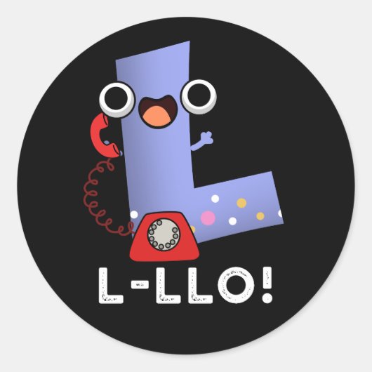 L-llo Grappige Letter L Pun Dark BG Ronde Sticker (Voorkant)