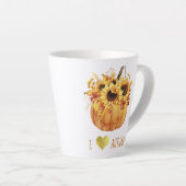 l Love Autumn Waterverf Zonnebloem Pompoen Latte Mok (Rechterhoek)