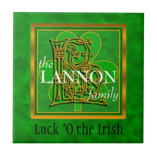L "Luck of the Irish" Family Custom Monogram Tile Tegeltje (Voorkant)