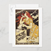 L. Marquet Ink Red-Headed Voman & Harp Briefkaart (Voorkant / Achterkant)