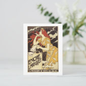 L. Marquet Ink Red-Headed Voman & Harp Briefkaart (Staand voorkant)