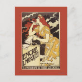 L. Marquet Ink Red-Headed Voman & Harp Briefkaart (Voorkant)