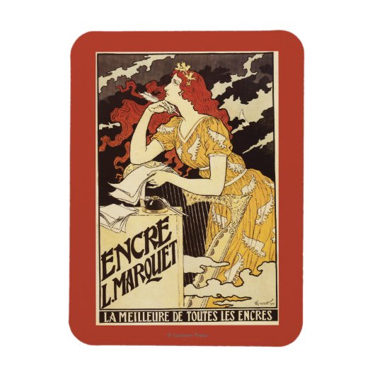 L. Marquet Ink Red-Headed Voman & Harp Magneet (Verticaal)