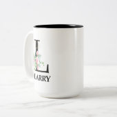  L monogram alfabet Tweekleurige Koffiemok (Voorkant links)