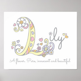 L monogram art Lily meisjes naam poster