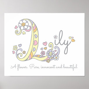 L monogram art Lily meisjes naam poster