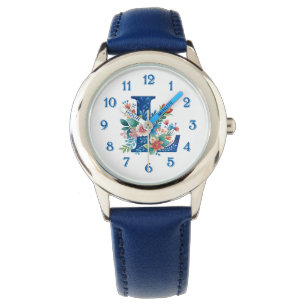 L Monogram  bloemontwerp Horloge