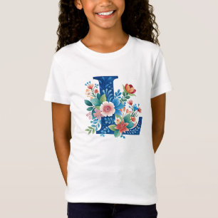 L Monogram bloemontwerp T-shirt