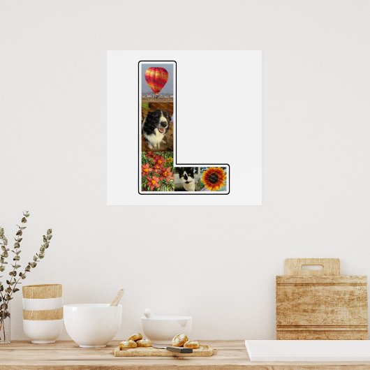 L Monogram Creëer Uw Eigen 5 Aangepaste fotocollag Poster (Keuken)