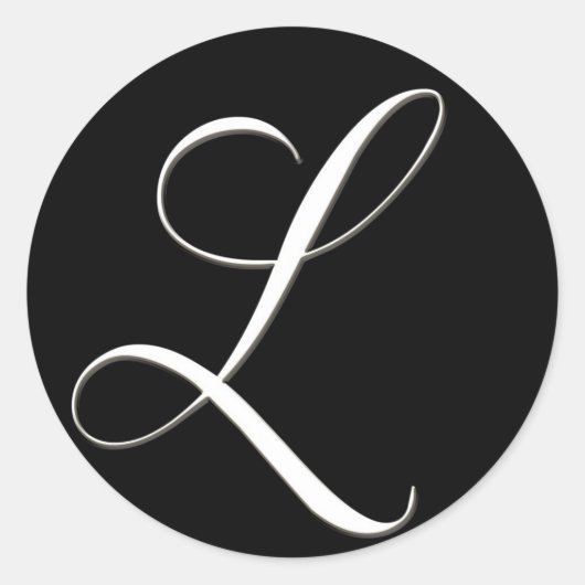 L monogram - elegant zwart-wit ronde sticker (Voorkant)