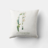 L Monogram Elegante Gouden Groene Familienaam Kussen (Achterkant)