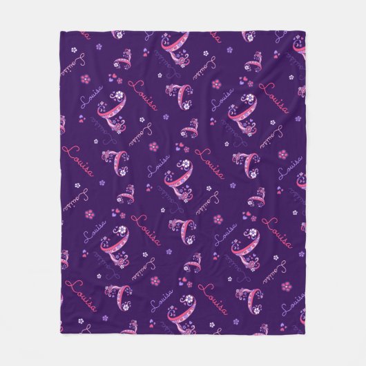 L monogram en gepersonaliseerde naam Louisa Fleece Deken (Voorkant)