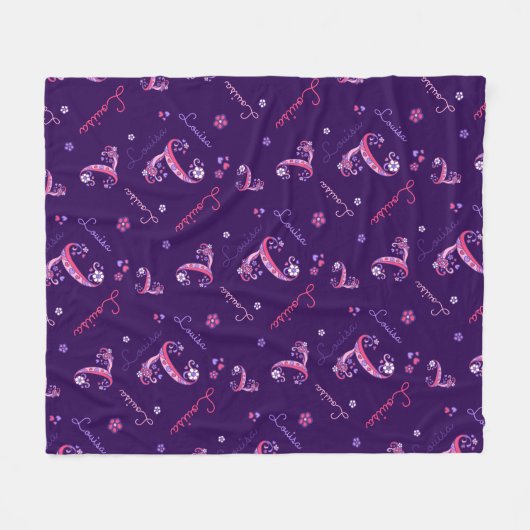 L monogram en gepersonaliseerde naam Louisa Fleece Deken (Voorkant (Horizontaal))