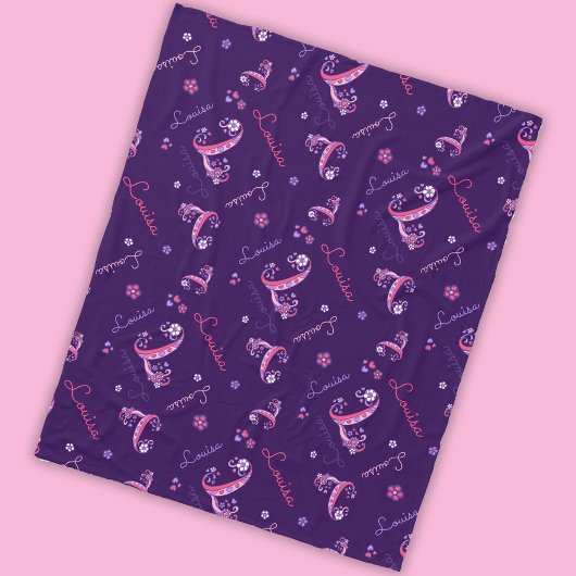 L monogram en gepersonaliseerde naam Louisa Fleece Deken
