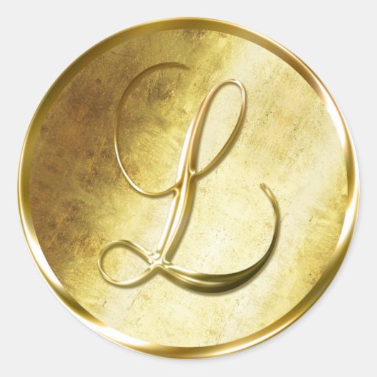 L Monogram Faux Gold Envelope Seal Stickers (Voorkant)