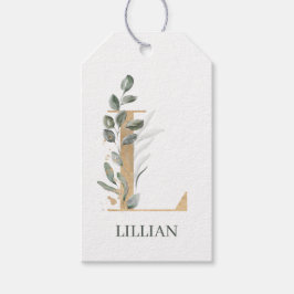 L Monogram Floral Aangepast Cadeaulabel