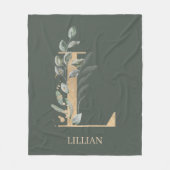 L Monogram Floral Aangepast Fleece Deken (Voorkant)