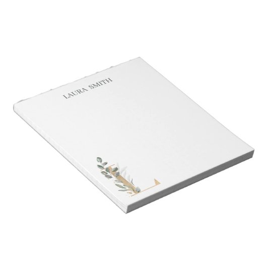 L Monogram Floral Aangepast Notitieblok (Schuin)