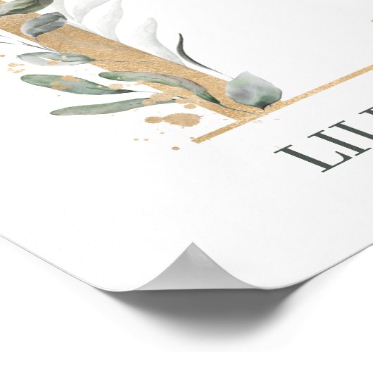 L Monogram Floral Aangepast Poster (Hoek)