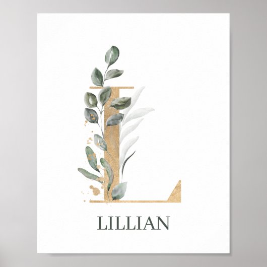 L Monogram Floral Aangepast Poster (Voorkant)