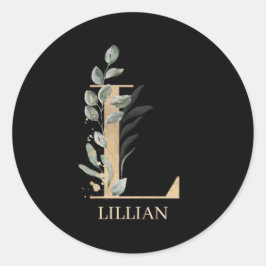 L Monogram Floral Aangepast Ronde Sticker