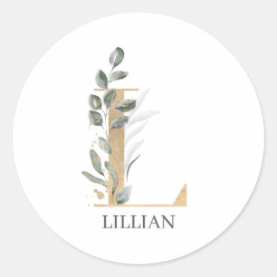 L Monogram Floral Aangepast Ronde Sticker