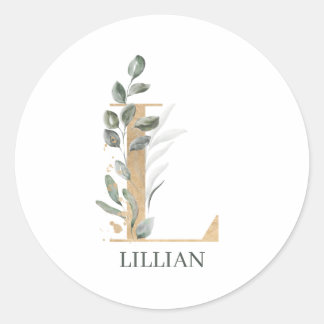 L Monogram Floral Aangepast Ronde Sticker