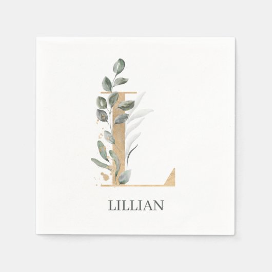 L Monogram Floral Aangepast Servet (Voorkant)
