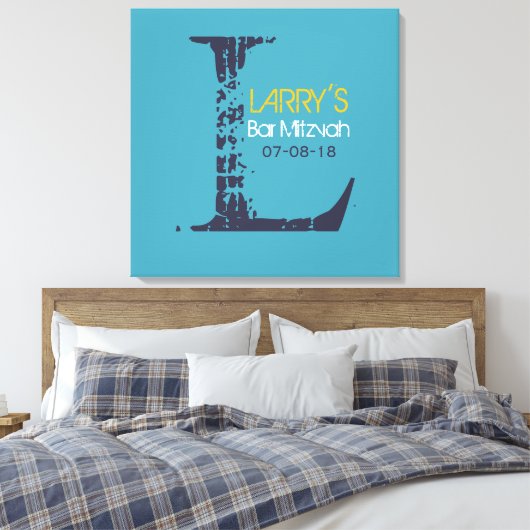 L Monogram Initiaal Bar Bat Mitzvah Inlogbord Canvas Afdruk (Insitu (Slaapkamer))