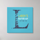 L Monogram Initiaal Bar Bat Mitzvah Inlogbord Canvas Afdruk (Voorkant)