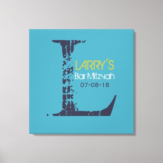 L Monogram Initiaal Bar Bat Mitzvah Inlogbord Canvas Afdruk (Voorkant)