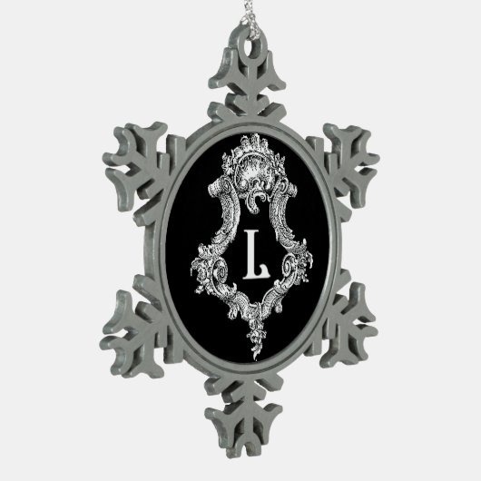 L Monogram Initiaal Tin Sneeuwvlok Ornament (Links)